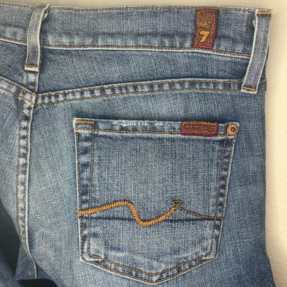 7 For All Mankind Jeans Women’s Size 28 Blue Low Rise Straight Leg 34.5” Inseam - Picture 3 of 13